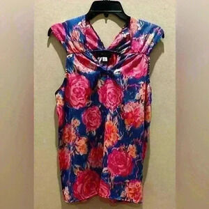 Ava & Aiden Floral Shirt Ladies Medium Polyester Light Comfy Spring Summer
